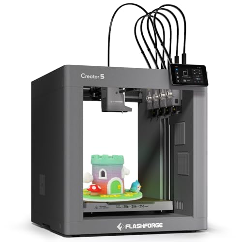 FLASHFORGE Creator 5 3D Printer, 4-Independent-Extruder, 600mm/s High Speed, Multi-Colour No-Waste Printing, Auto-Levell