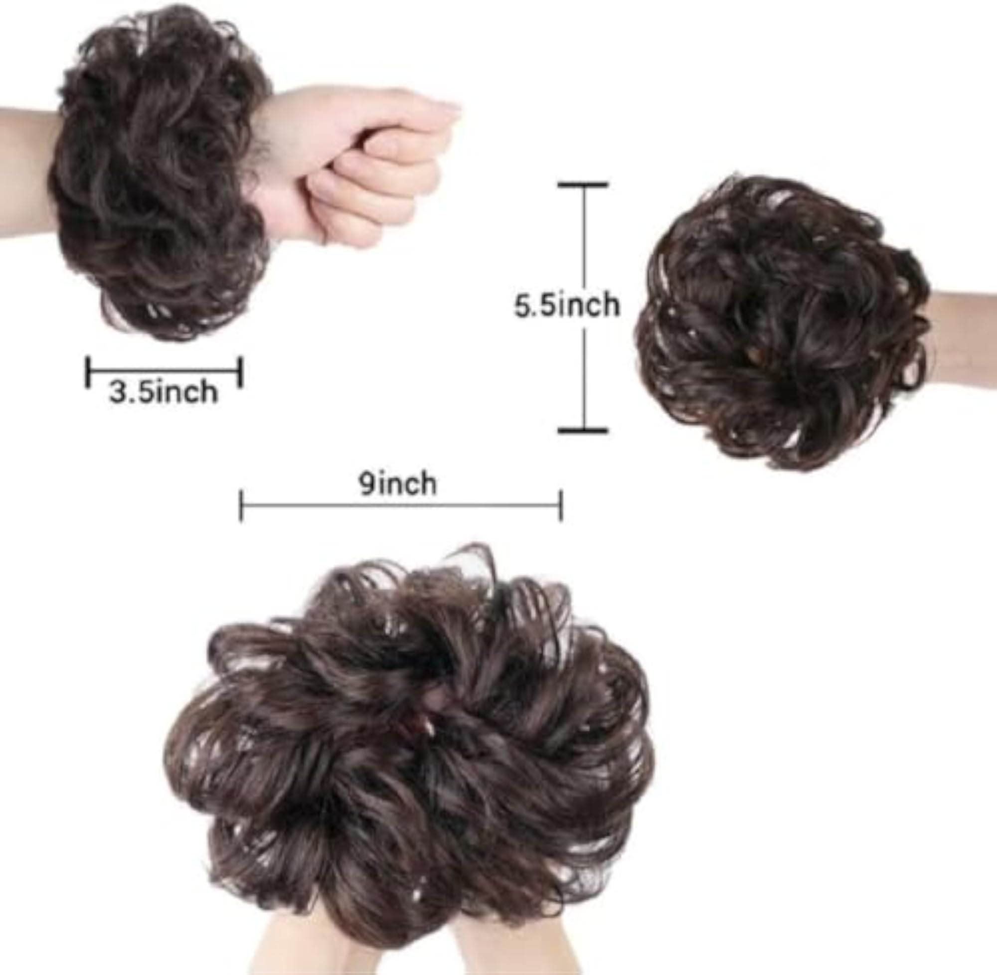 Women's Messy Brown Bun Rubber Juda, Bridal Instant Ready