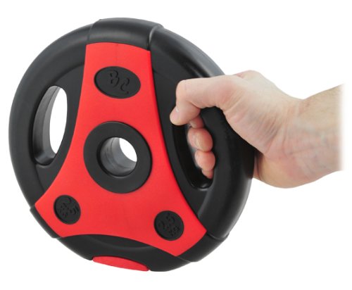 Bad Company Zestaw hantli I K-Grip tarcze do sztangi z tworzywa sztucznego (2 x 1,25 kg, 2 x 2,5 kg, 2 x 5 kg) z długą sztangą 30/31 mm I kompletny zestaw 26,5 kg