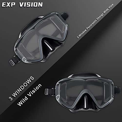 Image of Adult Pano 3 Scuba Diving Mask, Tempered Glass Snorkel Mask Anti-Fog Swim Mask No Leakage Swim Goggles with Nose Cover Snorkeling Gear for Snorkeling, Freediving, Swimming