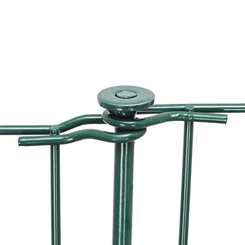 Cecaylie Gartenzaun 5x Teichzaun Komplettset Metall Gartenzäune konkave Zäune 6 feste Geländer - Zaun für den Garten, Unterbogen Gitterzaun Set Länge 7,5 m Metallzaun Grün