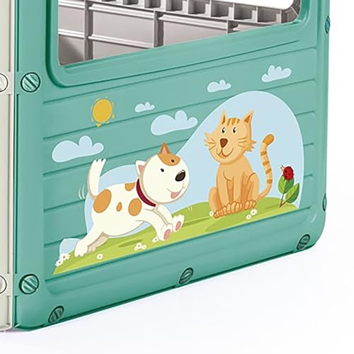 Image of Dolu: My First House: White & Green - Playhouse, Indoor & Outdoor Toy, Cat & Dog Decal, Waterproof & Durable, Imaginative Play, Toddler Kids Age 2+