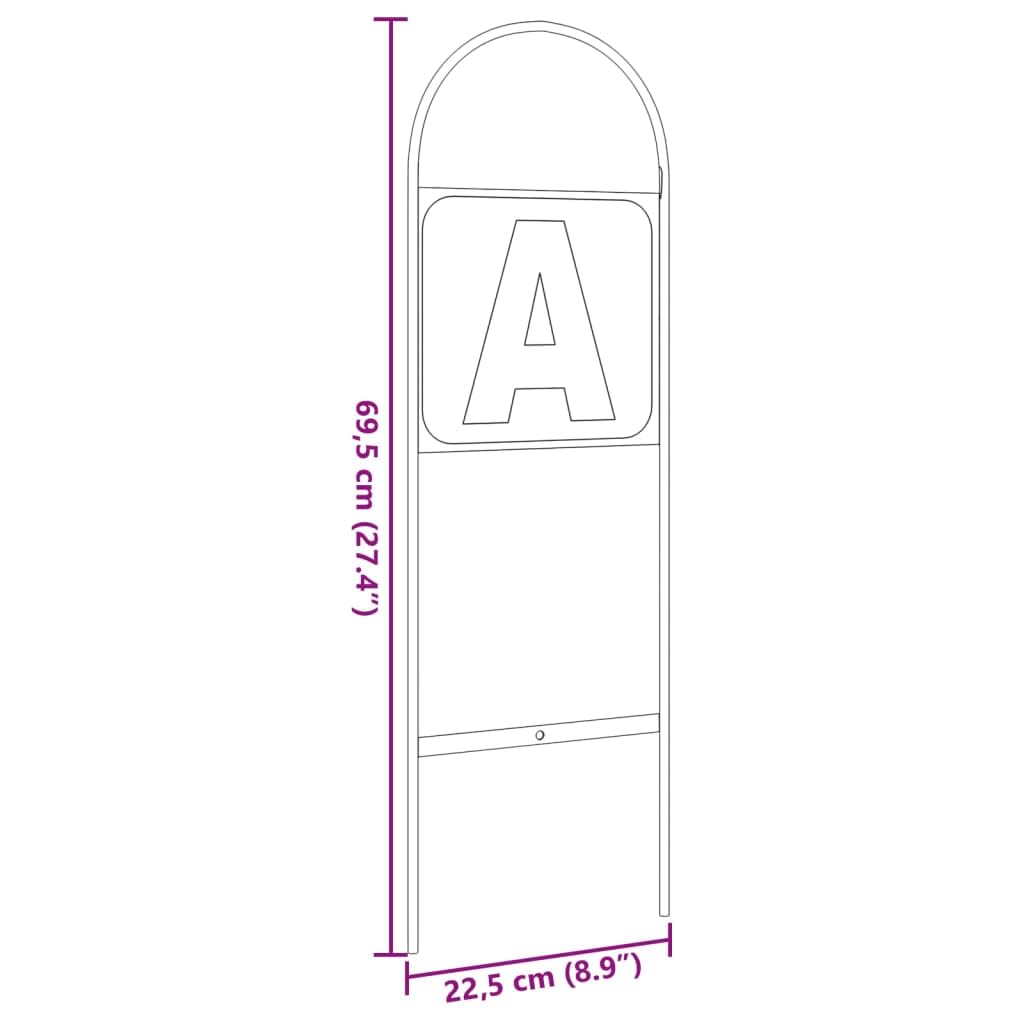 Lot de 8 marqueurs de dressage en acier avec lettres A B C E F H K M Résistant aux intempéries et robuste 22,5 x 69,5 cm Idéal pour terrain d'équitation, tournoi et équipement d'extérieur