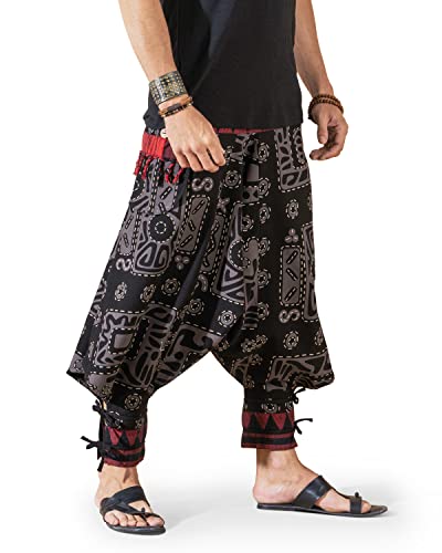 Image of The Veshti Company Hipie Harem Pants for Men Cotton Low Crotch Printed Baggy Bohemian Yoga Pajama Pant (Regular Fit)