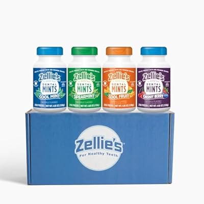 Zellies | 100% Xylitol | Mint Gift Set | Cool Mint, Cool Fruit, Spearmint, Cherry Berry | No Aspartame, Gluten Free, Vegan & Kosher 250 Count Pack of 4