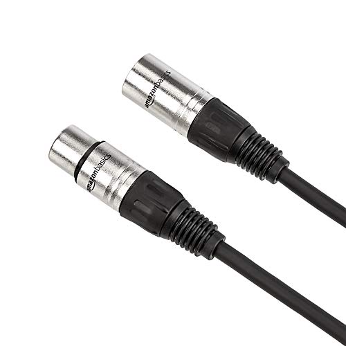 Amazon Basics Standard XLR Male to Female Balanced Microphone Cable, Durable & Flexible, Noise-Cancelling - 25 Feet, 2-Pack, Black