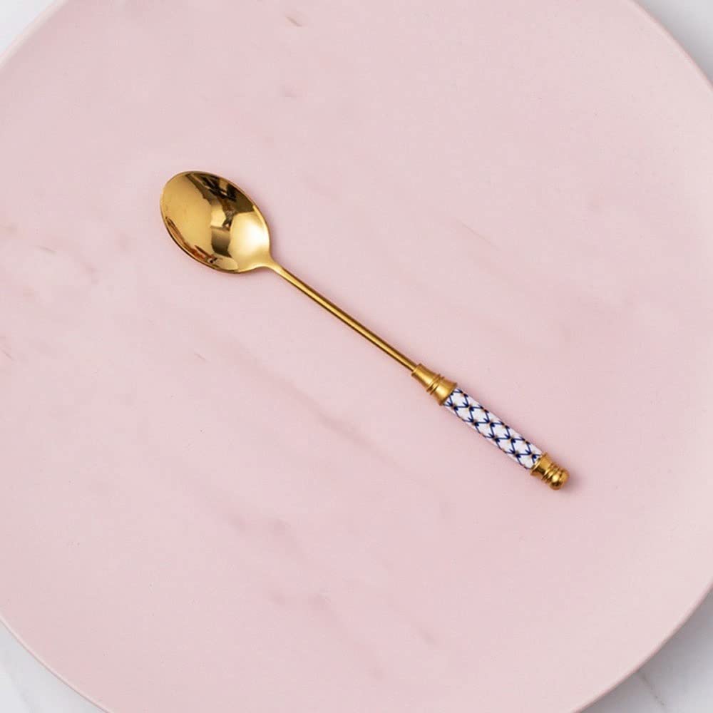 cucharas de Sopa Manejado Cabo Cuchara Helado de Helado Spoon Postre Cuchara Cuchara de Té for Picnic Accesorios De Cocina Cuchara para Servir de Cocina (Quantity : 6)