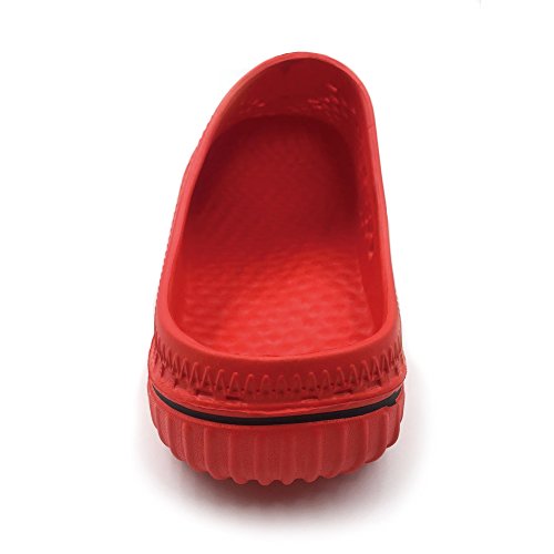 Amoji Garden Clogs Shower Shoes Rubber Sandals Yard Beach Pool House Summer Slipper 1702 Red 9 Women/7.5 Men