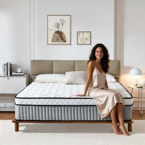 Image of Omblix Twin Mattress, 10 Inch Twin Size Mattress,Hybrid Mattresses in a Box with Memory Foam and Individual Pocketed Coil,CertiPUR-US,Medium Firm & Pressure Relief