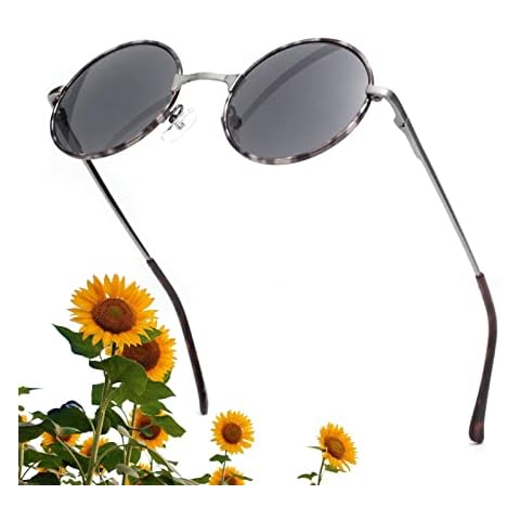 E & R Elegant Rabbit Vintage Round Reading Sunglasses Thin Metal Frame Eyeglasses Tinted Lens Sun Readers (Gray, 350) Cover