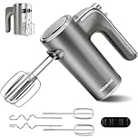 Aigostar Adela - Sbattitore Elettrico, Potenza di 400 W, 5 Velocità Regolabili e un Pulsante Turbo, una Staffa Portaoggetti, 2 Fruste e 2 Ganci. Color Argento