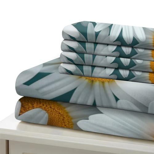 Housse de couette fermeture éclair chrysanthème lit 1 place microfibre - 6