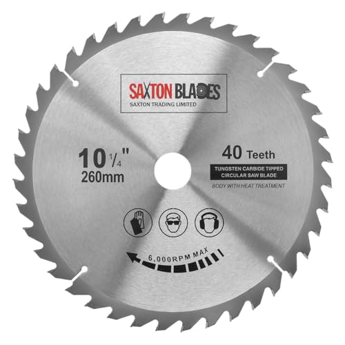 TCT26040T Saxton TCT Circular Wood Saw Blade 260mm x 40T Compatible with Festool Bosch Makita Dewalt