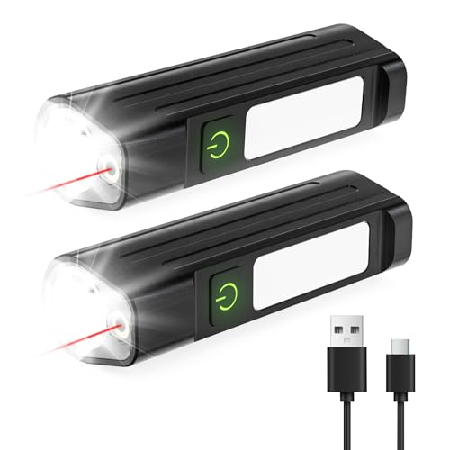 AdamStar Rechargeable EDC Flashlight with Red Beam, White LED Combo, High Lumens Portable Magnetic Work Lights with 7 Modes, Pocket Flashlight Triple Sources for Outdoors Emergency Working (2 Pack)