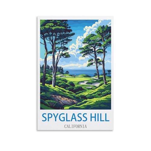 Poster de voyage vintage Spyglass Hill California impression sur toile de qualité