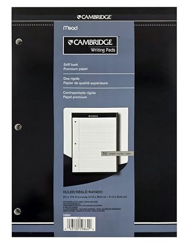 Cambridge Headstrip Office Pad, 8-1/2 X 11-3/4 Inches, Wide Ruled, 3 Hole Punched, 70 Sheets (59864) image 7