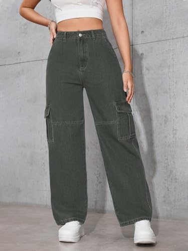 Image of Tagas Women Cargo Jeans | Women,s Cargos-Pants | (Women's) Denim Cargo's Pants || Cargo,s for Woman || Oversized-Jeans for Woman's || Loose Jeans Pant for Woman,s