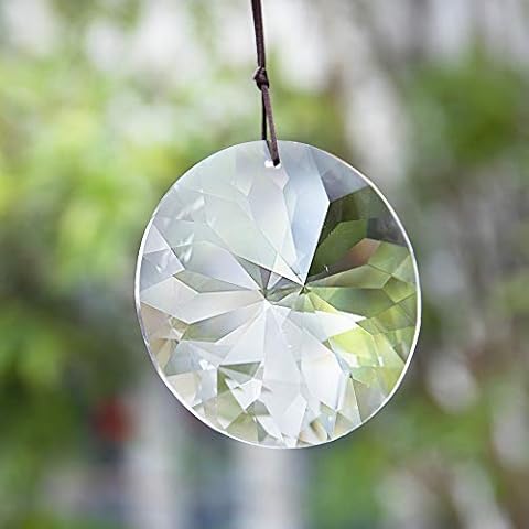 Bauhinia Hanging Faceted Crystals Large Window Prisms Suncatcher Ornament Rainbow Maker Chandelier Crystal Pendant(85mm,Round) Cover