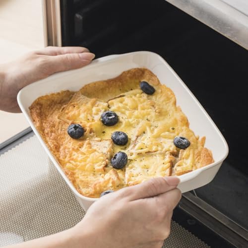 HOMBENE 4.2 QT Deep Ceramic Baking Dish, White Casserole Dish, Lasagna Pan for Oven, Ceramic Baking Pan, Kitchen Decor, Microwave Oven Safe, Dinner, Wedding (10" x 13.9") - Thumbnail 5