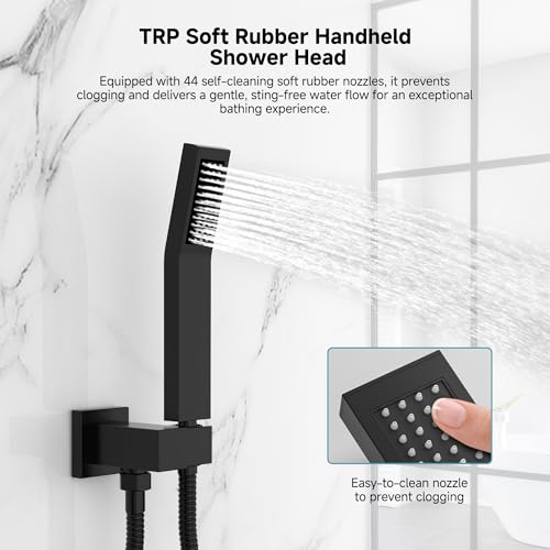 Image of SR SUN RISE Shower System 12-Inch Rainfall Shower Head Matte Black