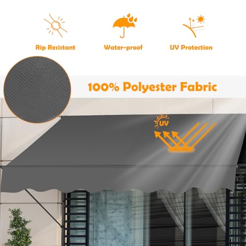 Smonter ZYP-G3 Manual Retractable Awning, 118 Inch Non-Screw Outdoor Patio Awning Sunshade Shelter thumb #1