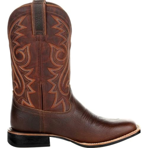 Men’s Western Cowboy Boots Chunky Sole Embroidered Vintage Square Toe Pull-On Cowboy Boot2