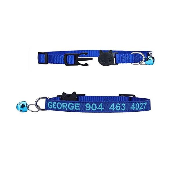 Cat collar,personalized embroidered nylon cat id collars with bell - custom text with pet name and phone number … - image 3