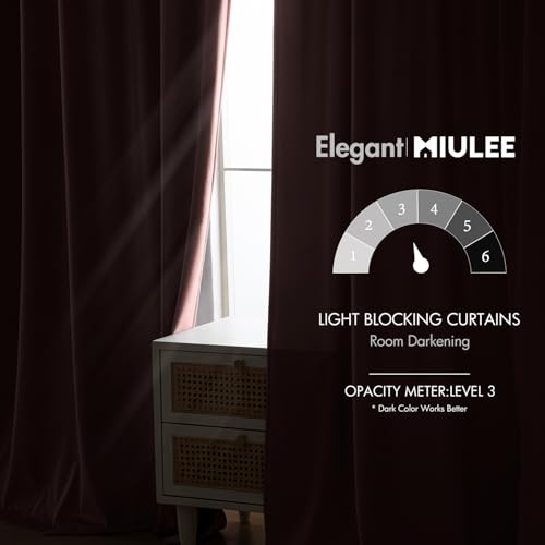 Image of MIULEE Light Pink Velvet Curtains 52x90 inches Luxury Blackout Curtains | Thermal Insulated, Super Soft Window Drapes for Bedroom Living Room, Rod Pocket & Back Tab