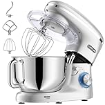 CHeflee Robot Pâtissier, 2000W Robot Pétrin, 6.2 L Robot de Cuisine Multifonction Faible Bruit avec Bol en Acier inox de,Batteur, Fouet & Crochet 6 Vitesses