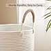 MOJOSCEND 80L Large Hamper Laundry Basket Tall Woven Rope Clothes Hamper Blanket Basket in Living Room Bathroom Bedroom Brown