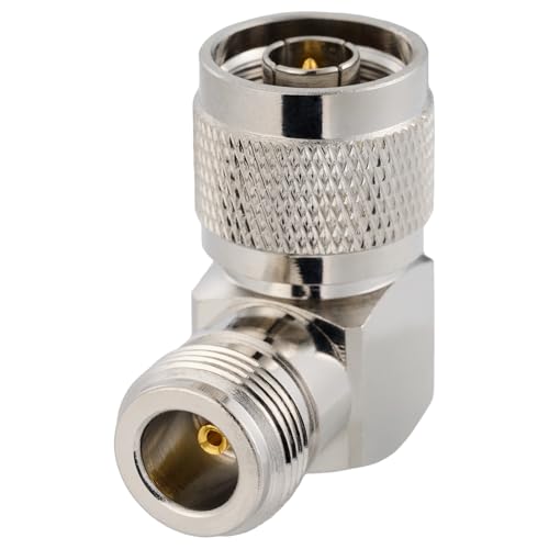 Adaptador N Macho a N Hembra Vecys Conector Ángulo Recto 50 Ohmios para Conectar Cables sin Espacio 7