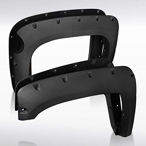 Autozensation Compatible with Chevy Silverado 1500 2007-2013, 4PC Front + Rear Short Bed Rugged Texture Pocket Fender Flares