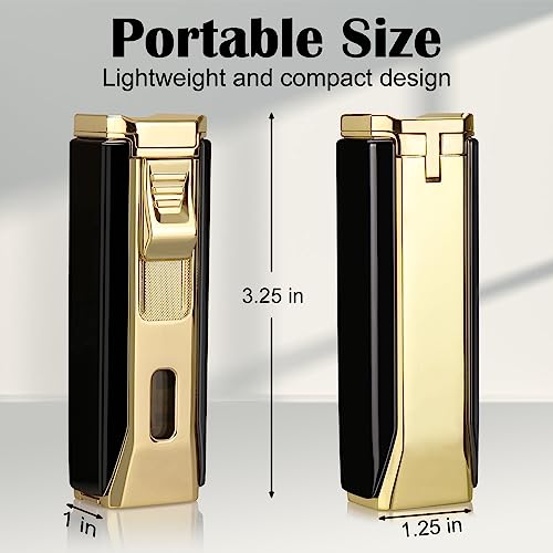 Encendedor antorcha triple llama dorado portátil miniatura 2