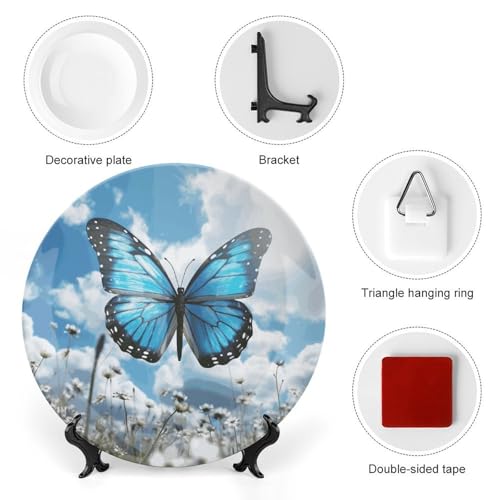 Plato Decorativo de Porcelana Hueso Mariposa Azul 6 pulgadas miniatura 3