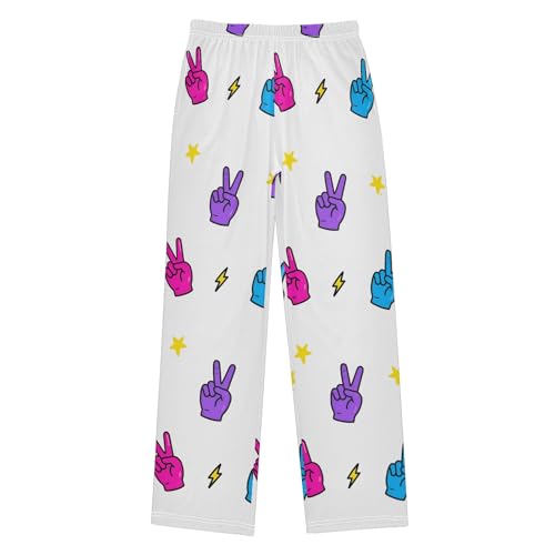Pajama Pants Lounge Sleep PJ Bottoms Sleepwear Elastic Waist Drawstring S Peace Symbol Lightning