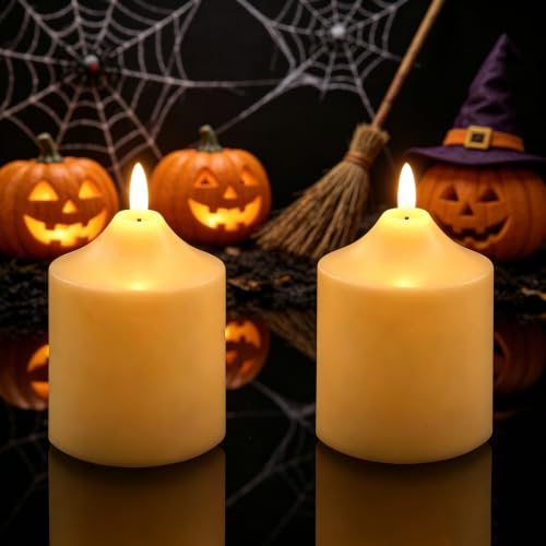 Image of QIDEA 4 inchX3 inch Battery Operated LED Candles with Remote Timer 2 Pack