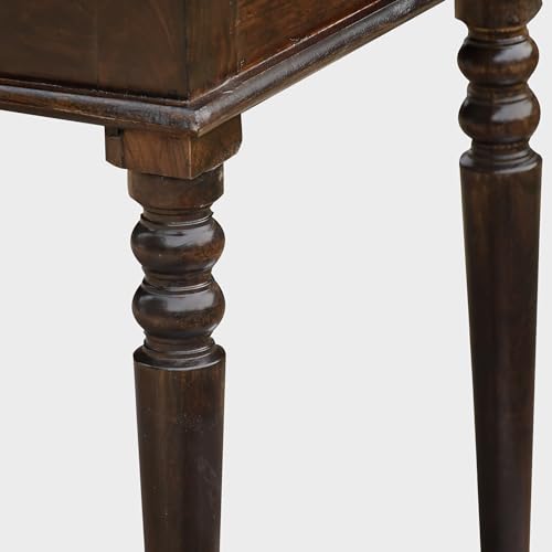 Image of Brown Solid Sheesham Wood Study Table | Modern & Contemporary Writing Desk for Adults | 2 Drawer Computer Table for Home & Office Work | Heavy Duty & Convertible | 114.3 D x 58.8 W x 76.2 H cm