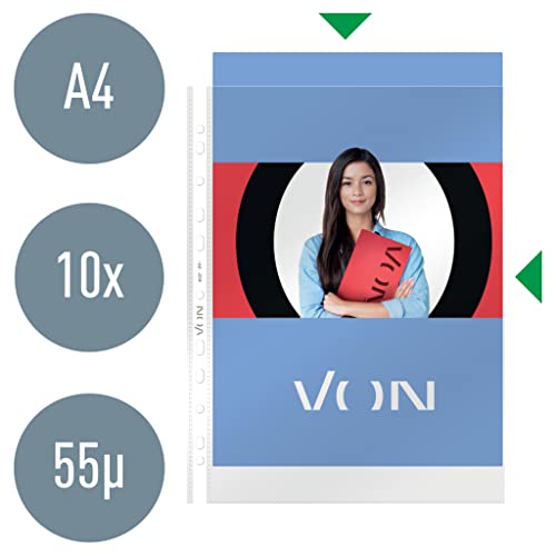 Pochettes transparentes A4 plastique perforé 55 microns classeur Von Leitz 40273003