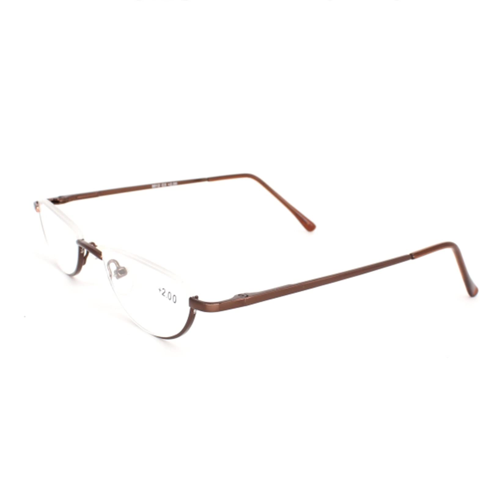 Metalowe Okulary Do Czytania Z Połową Oprawki, Dioptria 1,0-3,5 Dla Mężczyzn I Kobiet, Okulary Do Czytania Z Zawiasami Sprężynowymi/Brown/2.5 *