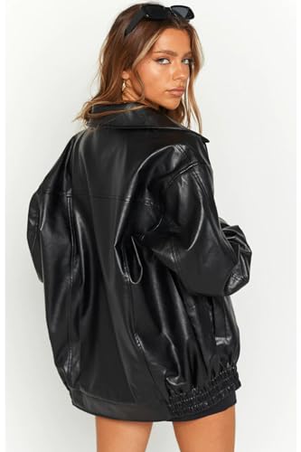 Women's Oversized Jackets 100% Lambskin Leather Plus Size Moto Biker 90s Outfit4