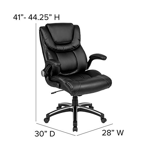 Flash Furniture High Back Black Leathersoft Executive Swivel Office Chair With Double Layered Headrest And Open Arms #TOP4