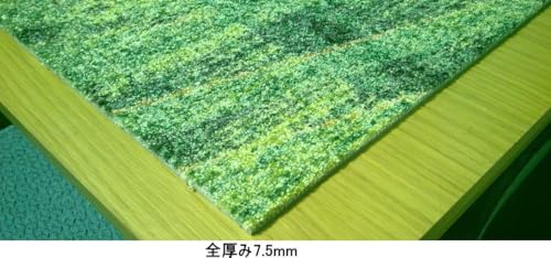 タイルカーペット50センチ×50センチ カットパイル16枚セット (ETV43GR)グリーン系とイエローとオレンジの混在柄 [2]