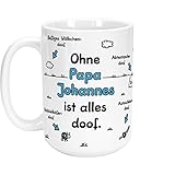 spülmaschinengeeignet XL-Tasse »Ohne Papa … ist alles doof.« mit Wunschnamen, weiß, personalisiert