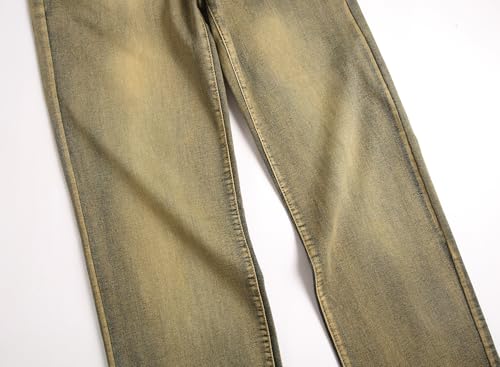 Image of QIMYUM Men's Wide-Leg Baggy Flex Jeans Relaxed Loose Fit Long Denim Pants