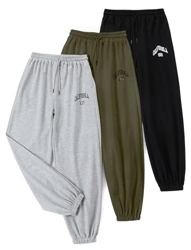 Image of EXARUS 3 Pack Girls Sweatpants Joggers Teen Sweat Pants Wide Leg