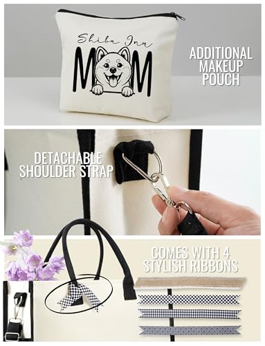 Bolso tote de lona con diseño de Shiba Inu de InnoBeta, con cremallera superior y correa para hombro, ideal para cumpleaños, Día de la Madre y Navidad miniatura 5