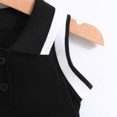 ESHOWEE Baby Girls Summer Casual Dress Toddler Sleeveless Ruffle Polo Collar Button Down Sporty Dresses Sundress 3M-3T4