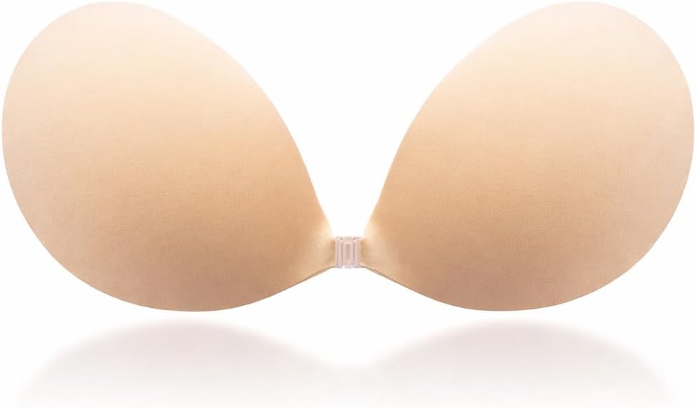 Patuka Invisible Adhesive Bra – Strapless Sticky Push-Up Silicone Bra for Backless, Deep V & Strapless Dresses, Reusable Bra (US, Cup Band, B, Beige) at Amazon Women’s Clothing store