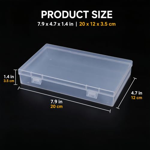 Image of 4-Pack Clear Plastic Boxes with Lids for Desk Supplies
