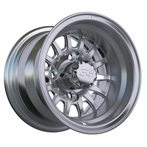 GTW Medusa - 10 inch Aluminum Golf Cart Wheel 10x7 | Machined Silver | 4 Bolt Pattern | 3:4 Offset | Universal